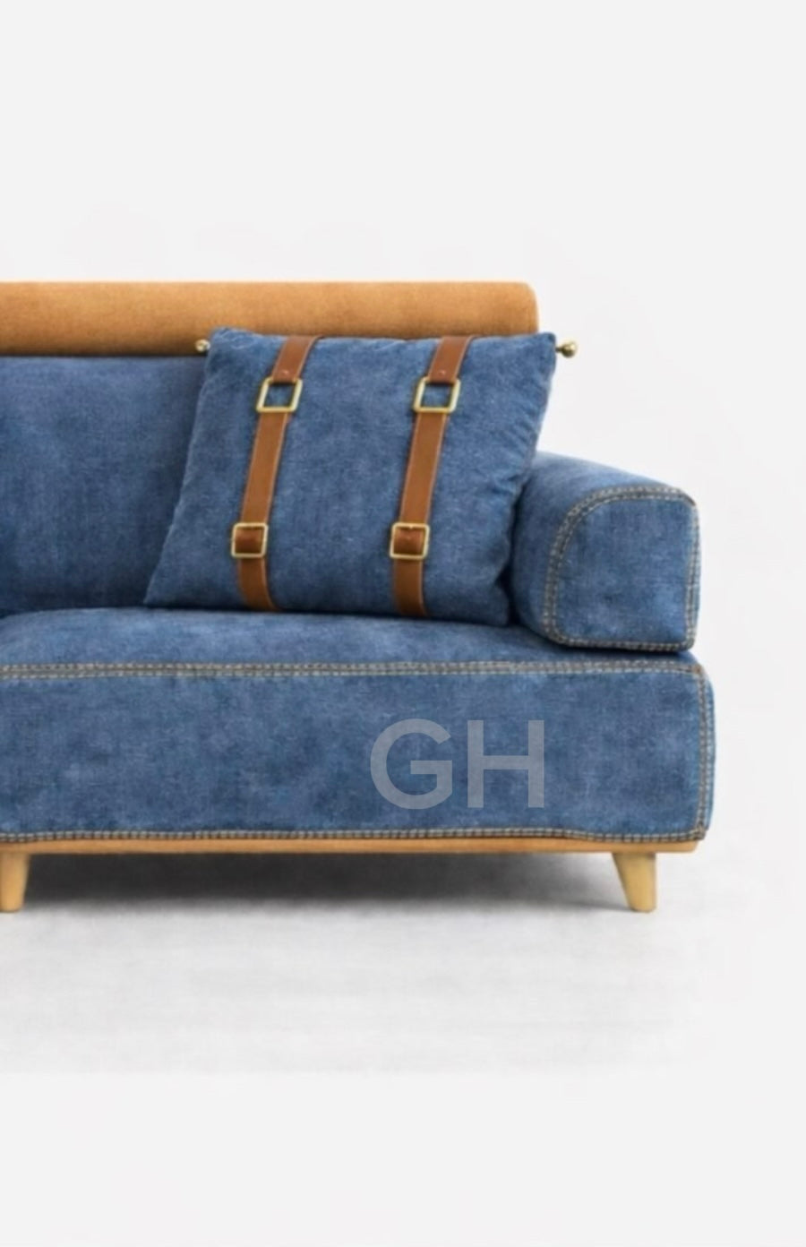 طقم كنب فاخر بلورا | تصميم دنيمي أنيق مع طاولات متكاملة – GH Glow Home